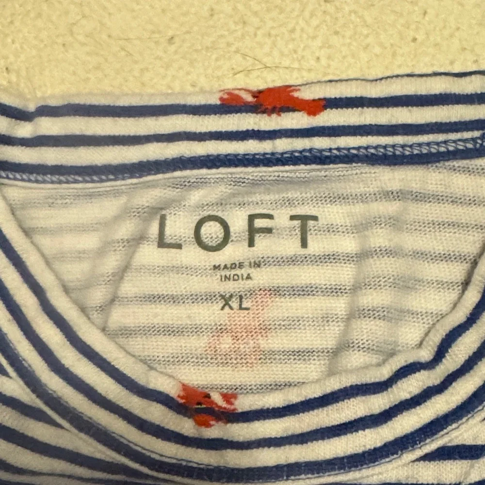 LOFT Navy Striped Tank Top with Lobster Details - Picture 2 of 3